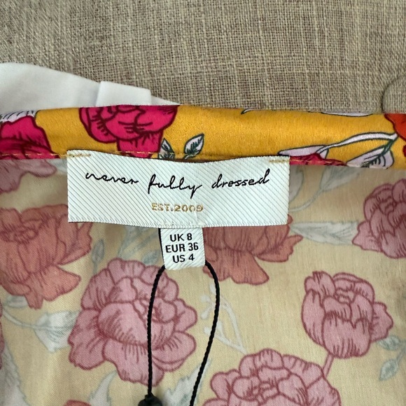 Never Fully Dressed Yellow and Pink Floral Mini Dress with Large Collar - Picture 3 of 4